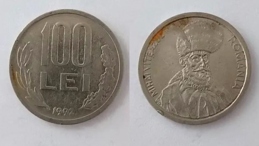 Prețul incredibil la care se vinde acum o monedă de 100 de lei din anul 1992, cu chipul lui Mihai Viteazul